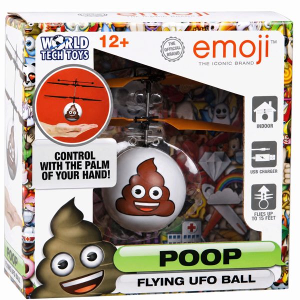 World Tech Toys Poop Emoji Motion Sensing Rechargeable UFO Ball Helicopter