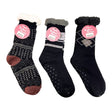 1 Pack Fuzzy Sock with Circular Grips in Assorted Winter Argyle Snowflake Designs