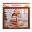 2-tier Tray Harvest Mdf W/floral Accents Bottom 11.7in Dia Top 8.6in Dia 13.8in H Color Boxed