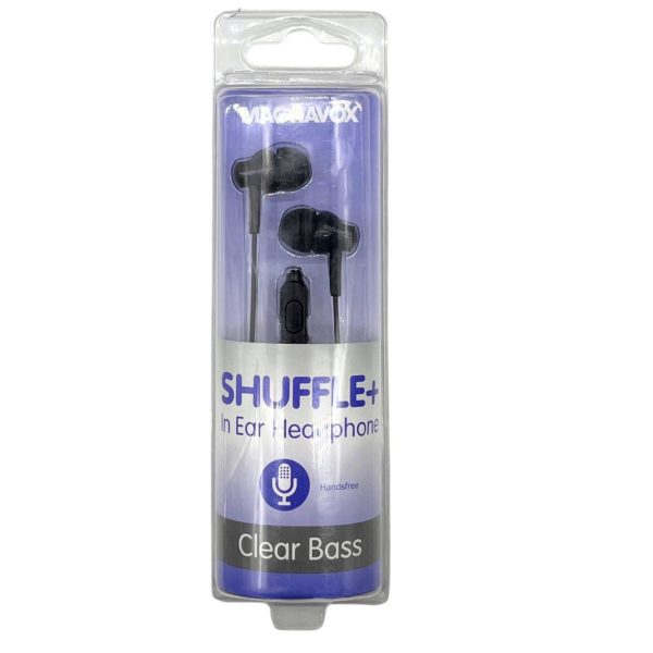 Magnavox Shuffle In Ear Silicone Earbuds with Mic in Black