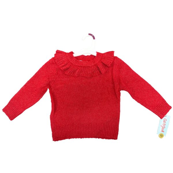 Cat & Jack 3T Toddler Ruffle Collar Sweater in Red