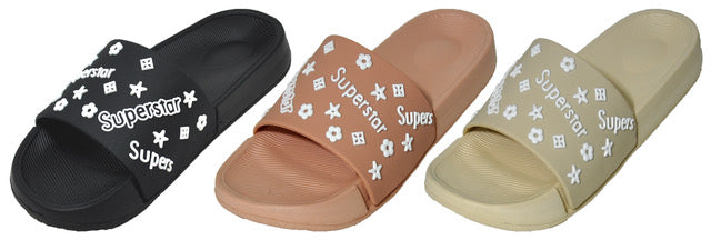 Women's Barbados Slide Sandals w/ Embroidered Superstar Print