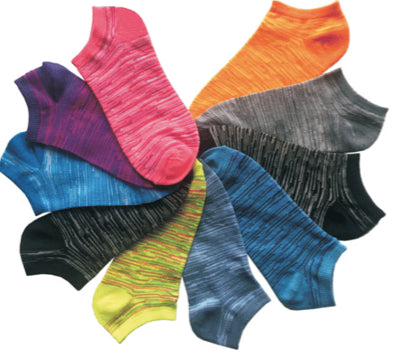 Women's No Show Novelty Socks - Heather Print - 10-Pair Packs - Size 9-11