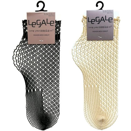 Legale 1 Pair Anklet Fishnet w/ Sparkle Assorted Colors Ladies Shoe Size 4-10