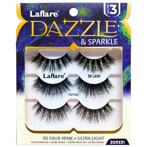 LaFlare Dazzle & Sparkle 3D Tinsel Embellished 3 Pack Lashes