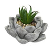 Lotus Shaped Faux Succulent Planter with Decorative Pebbles