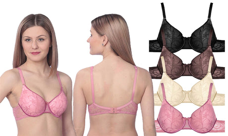 Women's Floral Print Underwire Bras w/ Lace Back - 32B-38C - Assorted Colors
