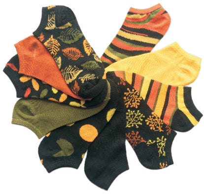 Women's No Show Novelty Socks - Autumn & Fall Print - 10-Pair Packs - Size 9-11