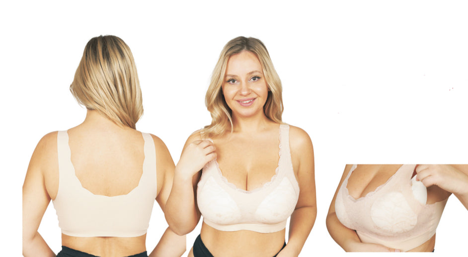 Women's Seamless Padded Bras w/ Embroidered Lace Trim - Assorted Colors