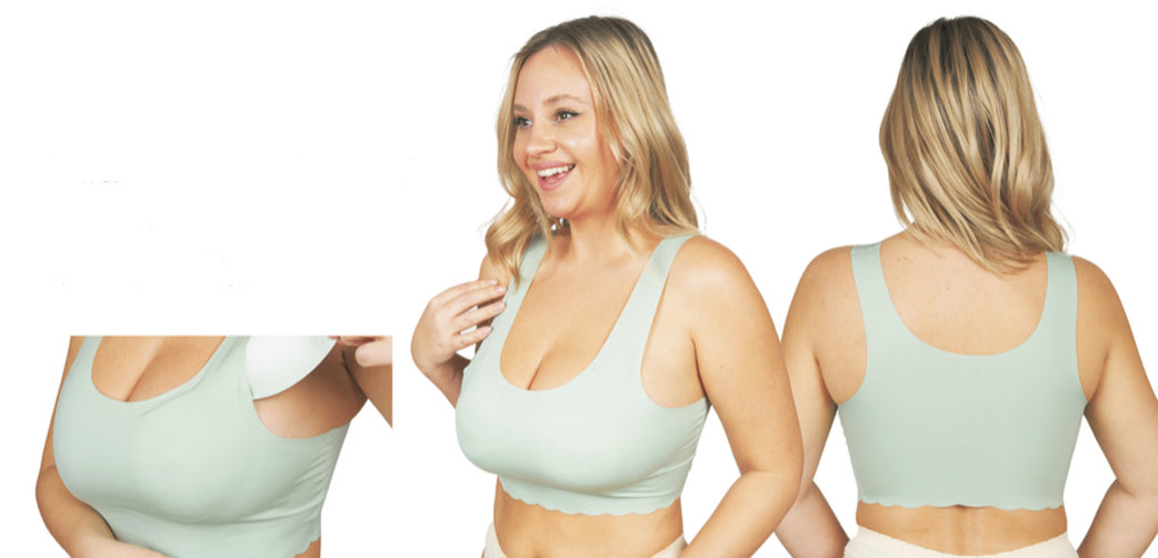 Women's Seamless Padded Bras w/ Embroidered Lace Trim - Sizes Medium-2XL