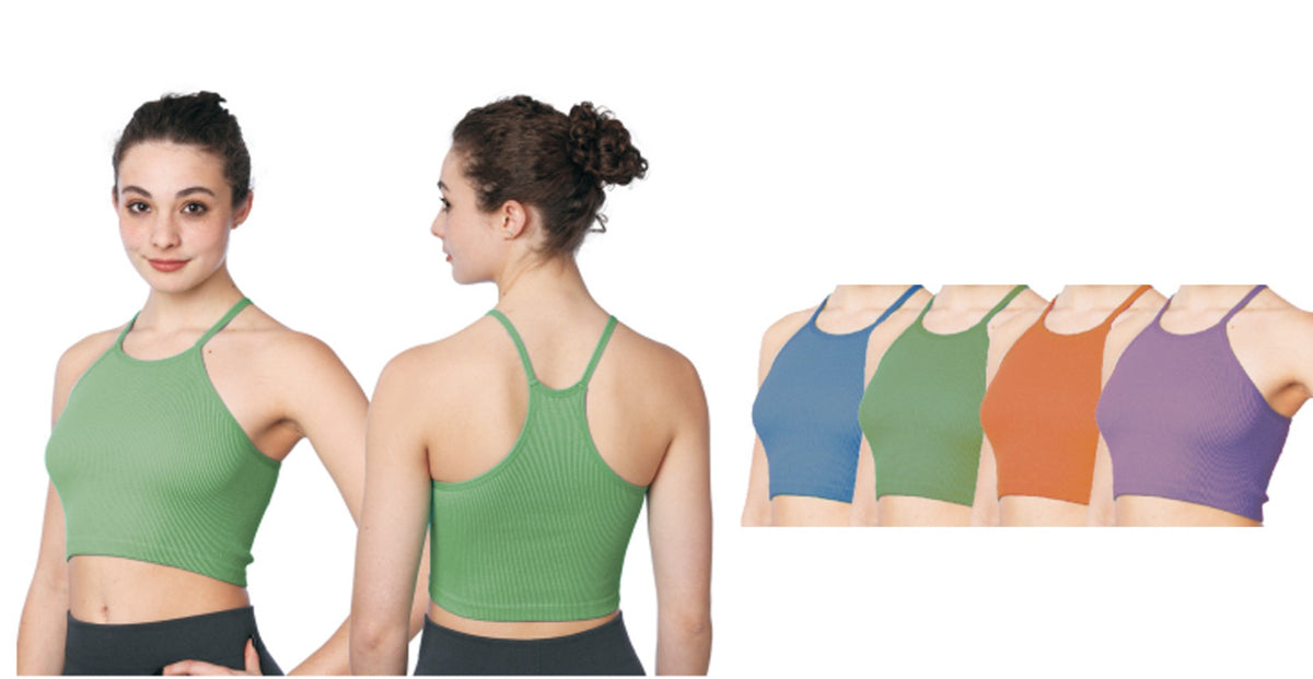 Women's Rib Knit Crop Sport Tank Tops - Sizes Medium-XL - Blue, Green, Orange, & Purple
