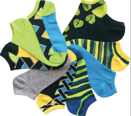Women's No Show Novelty Socks - Earth Tone Pattern Print - 10-Pair Packs - Size 9-11