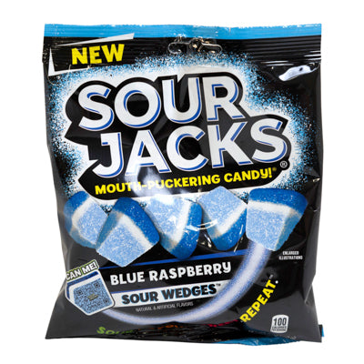 Sour Jacks Blue Raspberry Sour Wedges 5 Oz Peg Bag