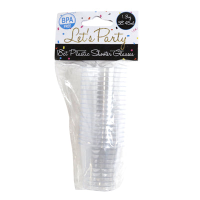 Shot Glass Disposable Plastic Clear 18ct 1 Oz /vert Stack Pkg Party Pbh