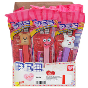 Pez Valentine Counter Display Dispenser + 2 Rolls Candy 4 Assorted
