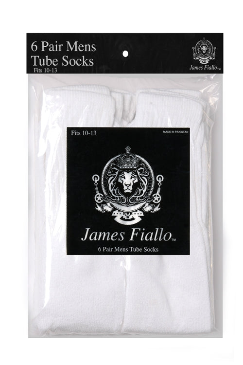 Men's White Athletic Tube Socks - Size 10-13 - 6-Pair Packs