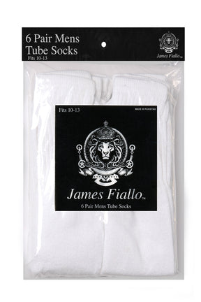 Men's White Athletic Tube Socks - Size 10-13 - 6-Pair Packs