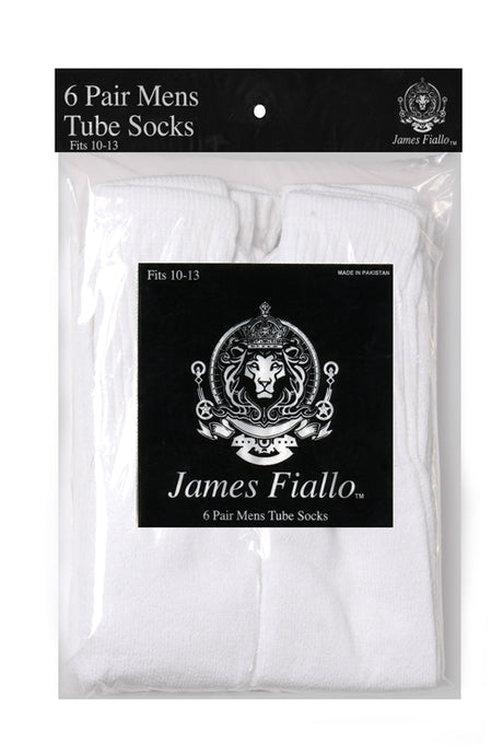 Men's White Athletic Tube Socks - Size 10-13 - 6-Pair Packs