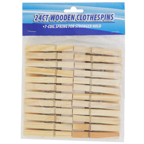 Clothespins Wooden 24ct 7-coil Spring 2.785in L Cleaning Pbh