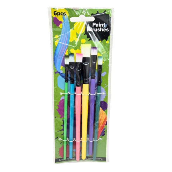 6 Piece Flat Head Art Paint Brush Set