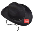 Black Cowboy Hat with String Chin Strap and Diamond Studs