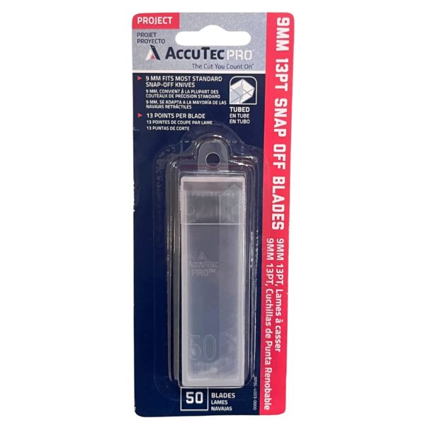 AccuTec Pro 9mm 50 Pack Snap Off Blades in Protective Case