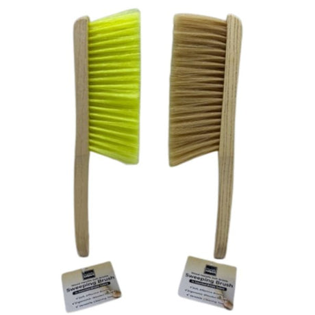 12" Wood Handle Soft Bristle Sweeping Brush in Assorted Bristle Colors