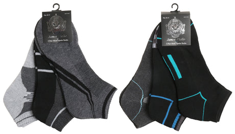 Men's Cushioned Athletic Low Cut Socks w/ Arch Support - Urban Sport Prints - 3-Pair Packs