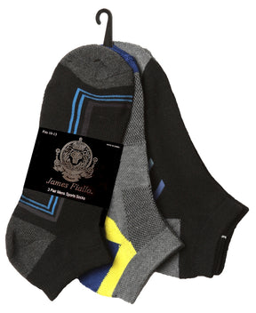 Men's Cushioned Athletic Low Cut Socks w/ Arch Support - Urban Sport Prints - 3-Pair Packs
