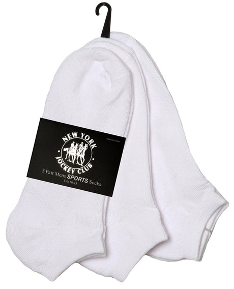 Men's White Cushioned Athletic Low Cut Socks - 3-Pair Packs