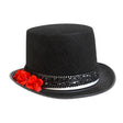 Hat Unisex Top Hat Black W/rose Accent & Embroidered Band Ht/jhook