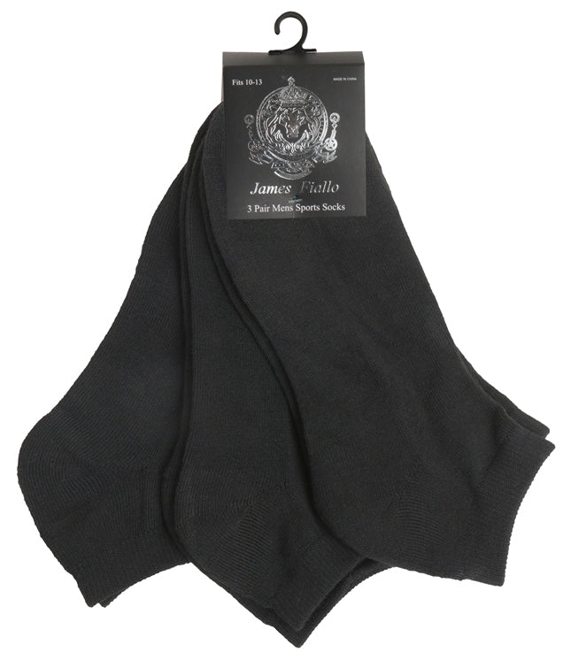 Men's Black Cushioned Athletic Low Cut Socks - 3-Pair Packs