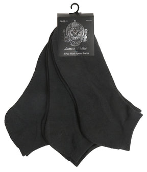 Men's Black Cushioned Athletic Low Cut Socks - 3-Pair Packs