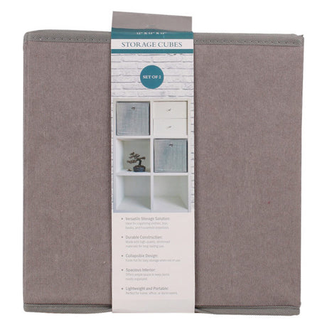 2 Pack 11.5 " Gray Foldable Fleece Cube Storage Organizer
