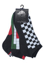Men's Cushioned Athletic Low Cut Socks w/ Arch Support - Checkered Prints - 3-Pair Packs