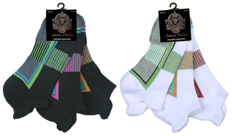 Men's Cushioned Athletic Low Cut Socks w/ Arch Support - Neon Sport Prints - 3-Pair Packs