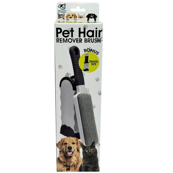 Pet Hair Remover Brush with Self Cleaning Base including Travel Size Brush