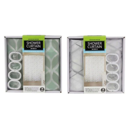 Shower Curtain and Hook Set