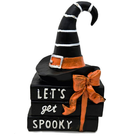 7"  Witch Hat Over Let's Get Spooky Spell Books Tabletop Decor