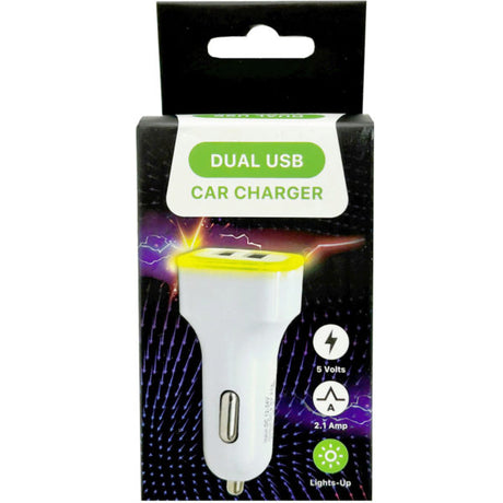 5 Volt 2.1 Amp 2 Port USB Light Up Car Charger