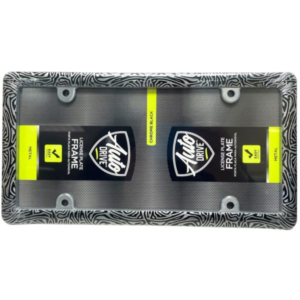 Auto Drive Metal License Plate Frame with Zebra Style Design