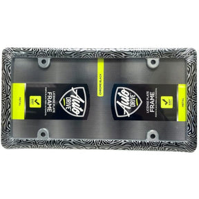 Auto Drive Metal License Plate Frame with Zebra Style Design