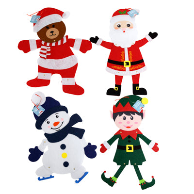 Cutout Jointed Felt Christmas Figures 4ast Aprox 20in Ea/ht