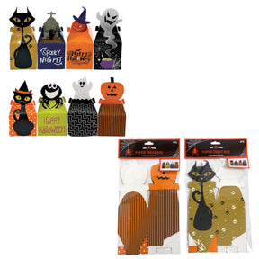 Treat Box Halloween 4pk/4 Designs 2ast Pks 6.3 X 9.84in Pbh