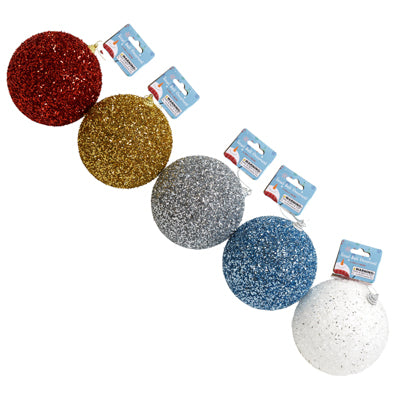 Ornament Jumbo Tinsel Ball 4.72in 5ast Colors/xmas Hdr