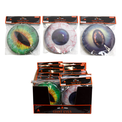 Eyes Giant Creature 2pk 5.9in Dia / 3 Ast W/ Adhesive Back Peggable Pbh / 30pc Pdq