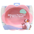 8" Silicone Floral Shaped Pet Food & Water Bowl with Non Skid Suction in Pink