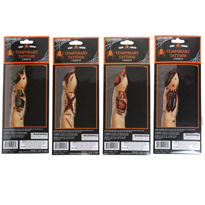 Tattoo 2pk Arm Wound 3ast 4in X 8.5in On 24pc Mdsg Strip Age 14+