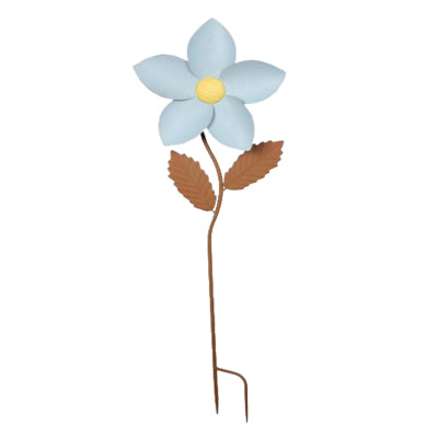 Garden Stake 17.25x3.5x56 Flower Blue Metal