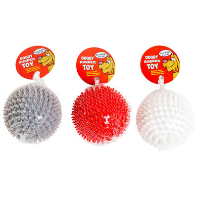 Dog Toy Spike Ball Tpr 3 Asst Colors Mesh Bag/hang Tag In Pdq #gt12123
